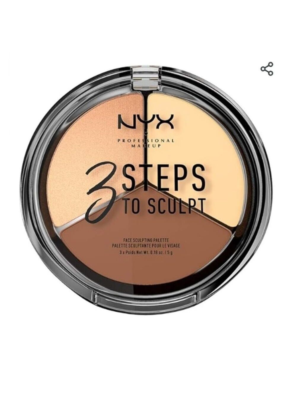 NYX PROFESSIONAL MAKEUP 3 STEPS TO SCULPT, FACE SCULPTING, CONTOUR PALETTE LIGHT